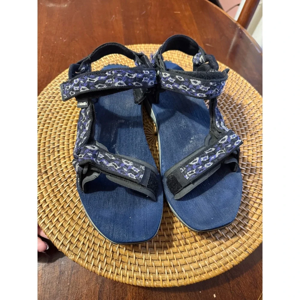 Teva Original Universal Sandals Navy Purple Patterned Strappy Womens 8 6427
